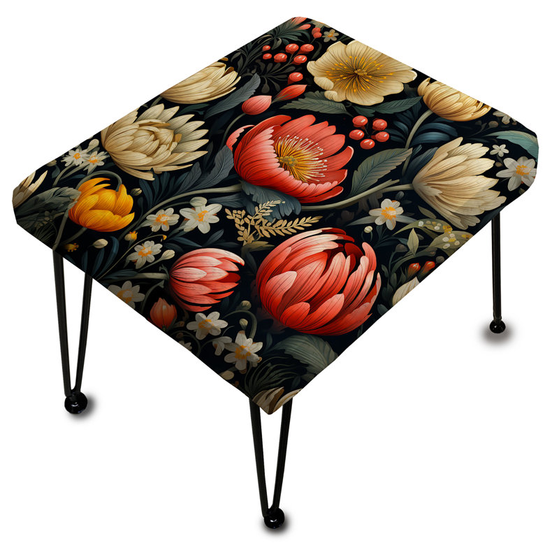Coral And Beige Floral Jungle Garden Dreams - Floral Rectangle Ottoman