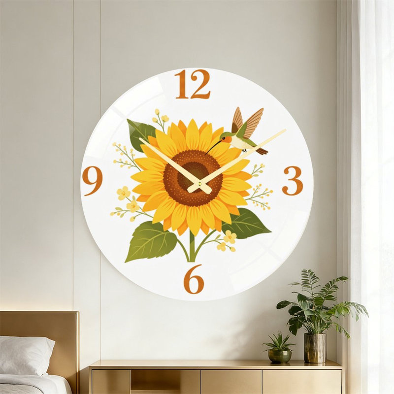 Horloge murale moderne en verre Tournesol (1) - 61 cm