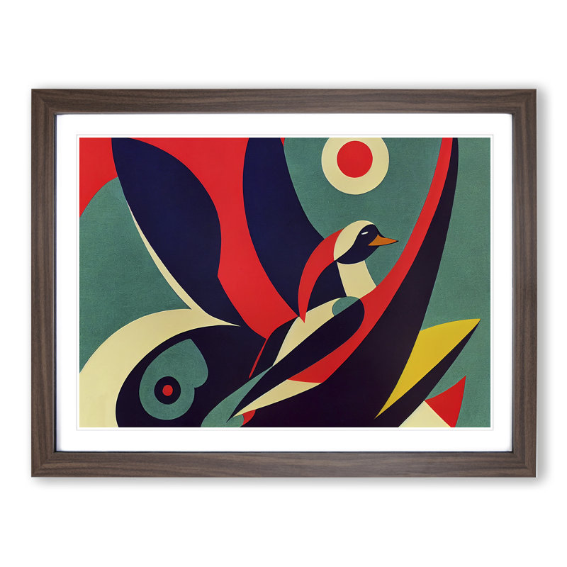 Swan Abstract Art Vol.2 1 Piece Single Picture Frame Wall Art, 46cm H x 64cm W x 2cm D, Walnut Framed