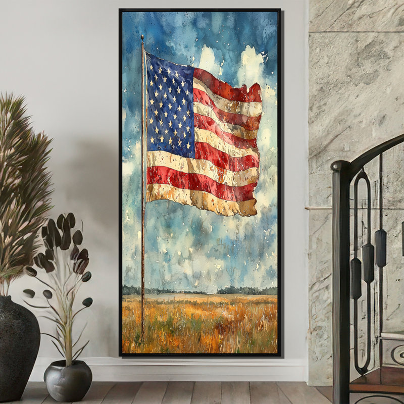 Drapeau américain sur le jour J, Invasion de la Seconde Guerre mondiale - Patriotiste américain, art mural pour le salon