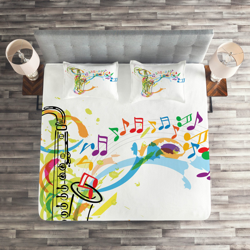 Music Polyester Coverlet, King Bedspread + 2 Shams