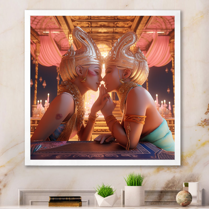 «Goddess Kissing Divine Love I», reproduction sur toile, H 24 po x l 24 po x P 1 po, Cadre simple blanc