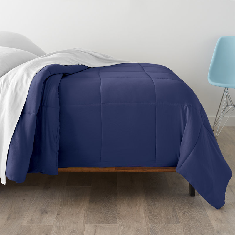 Brushed Cozy Touch Microfiber Down-Alternative Comforter, King, Navy