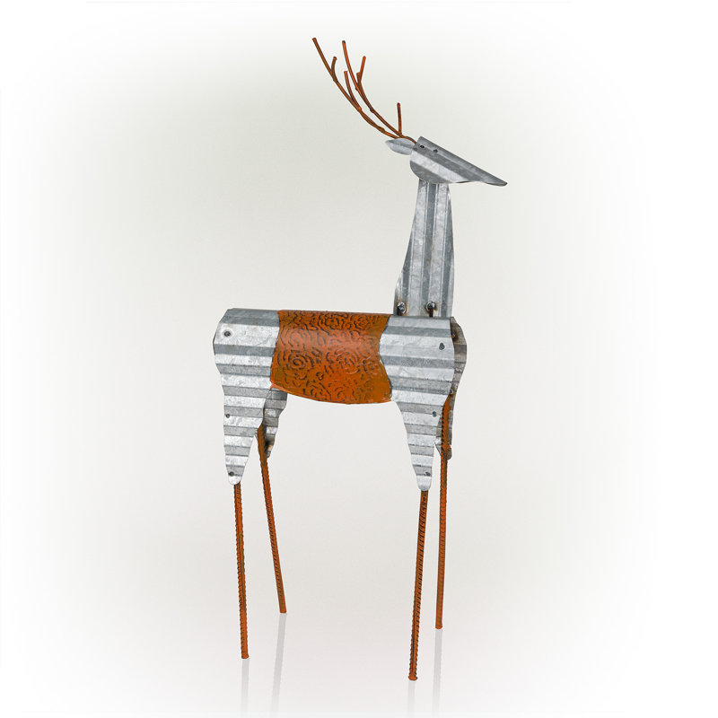 Metal Rustic Reindeer Decor, 30" H x 14" W x 6" D
