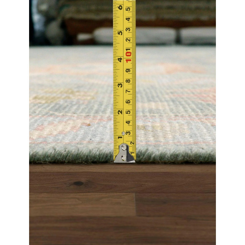 Wool Oriental Area Rug in Light Blue/Pink/Moss