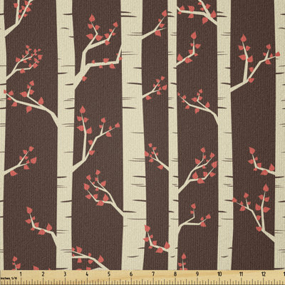 Deravil Birch Trees in Autumn Season Leafy Branches Multi-Purpose Fabric