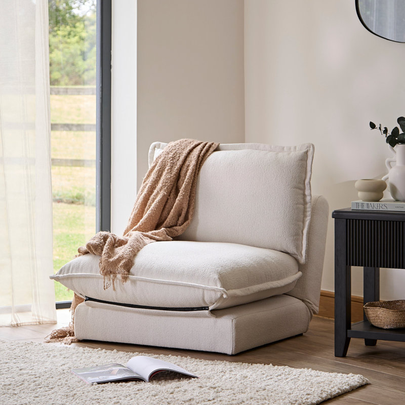 2 Seater Sofa Bed - Boucle, White, Single