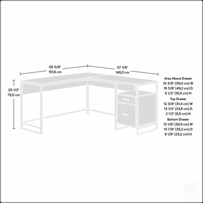 Bureau en L au design minimaliste, surface spacieuse et configuration en coin pour les bureaux à domicile modernes