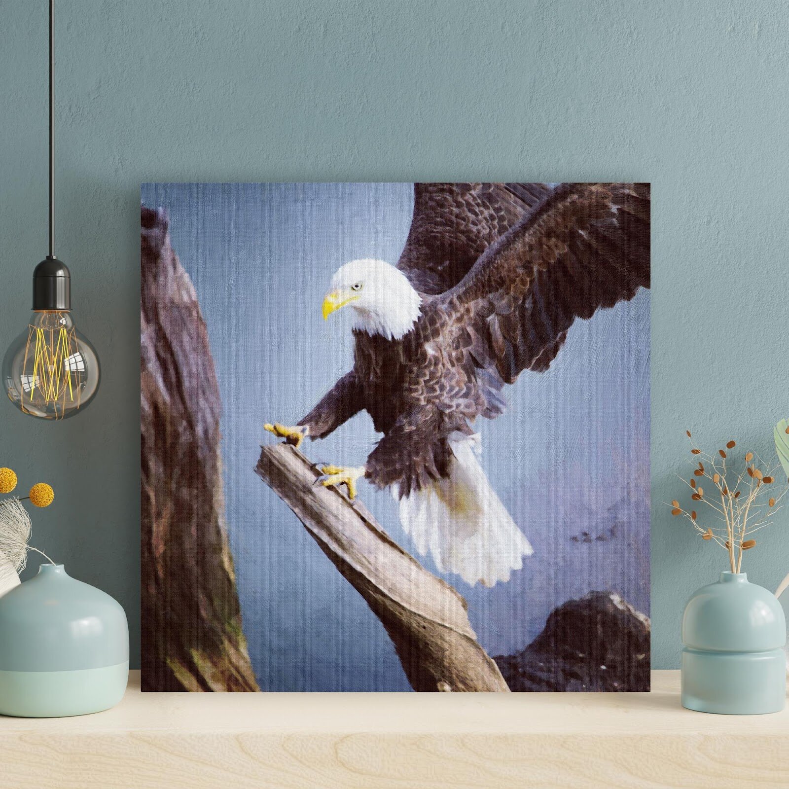 Loon Peak® Bald Eagle On Brown Tree Branch On Canvas Painting | Wayfair