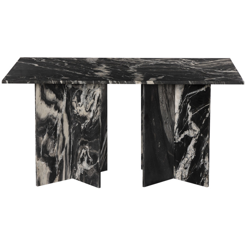 Verona Genuine Marble Dining Table, Black, 78"  L x 39" W