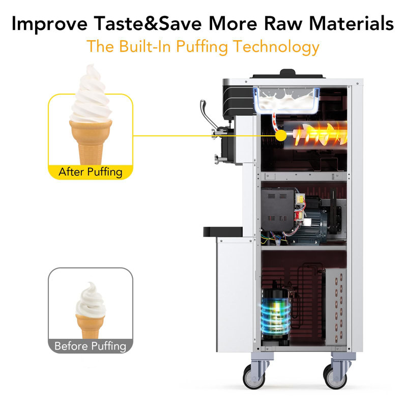 Commercial Ice Cream Maker Machine - 3 Flavours, Large Output Capacity