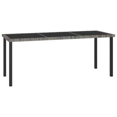 Table basse d'extérieur rectangulaire avec plateau en verre et rotin en PE pour jardin