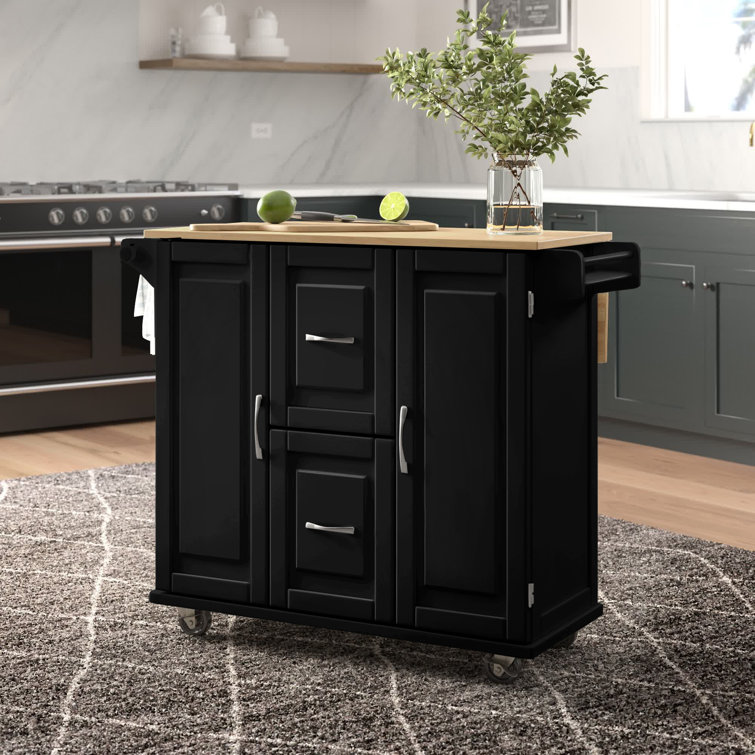 Aadrith 44'' Width Black Kitchen Island Lark Manor Base Finish: White