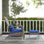 Chaise et fauteuil rembourré bleu foncé pour terrasse, cour, cour avant, jardin, patio et haut dossier avec grand siège