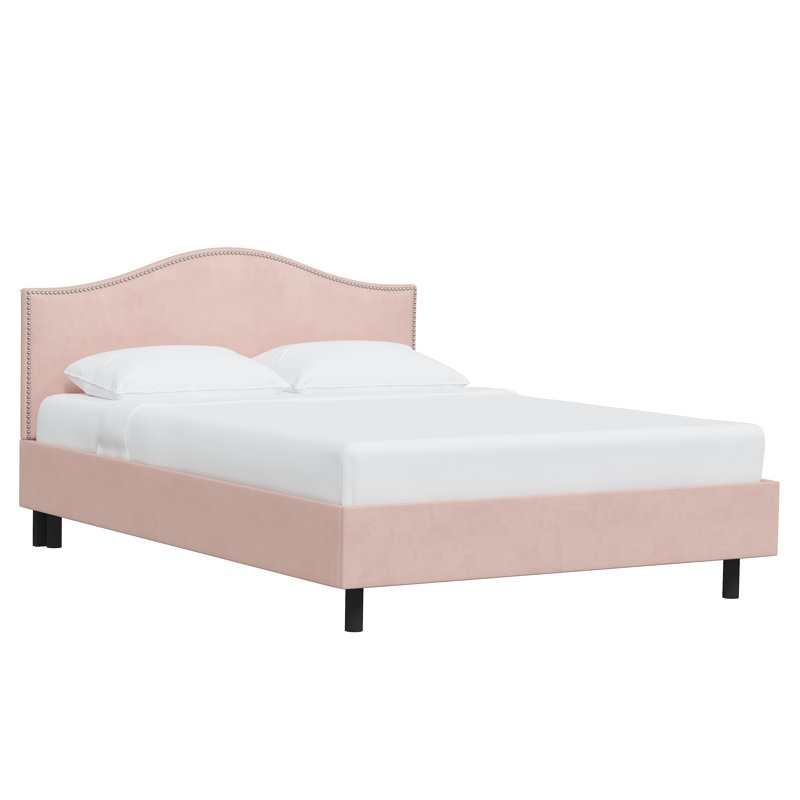 Myers Upholstered Platform Bed, King, Classic Blush Performance Velvet