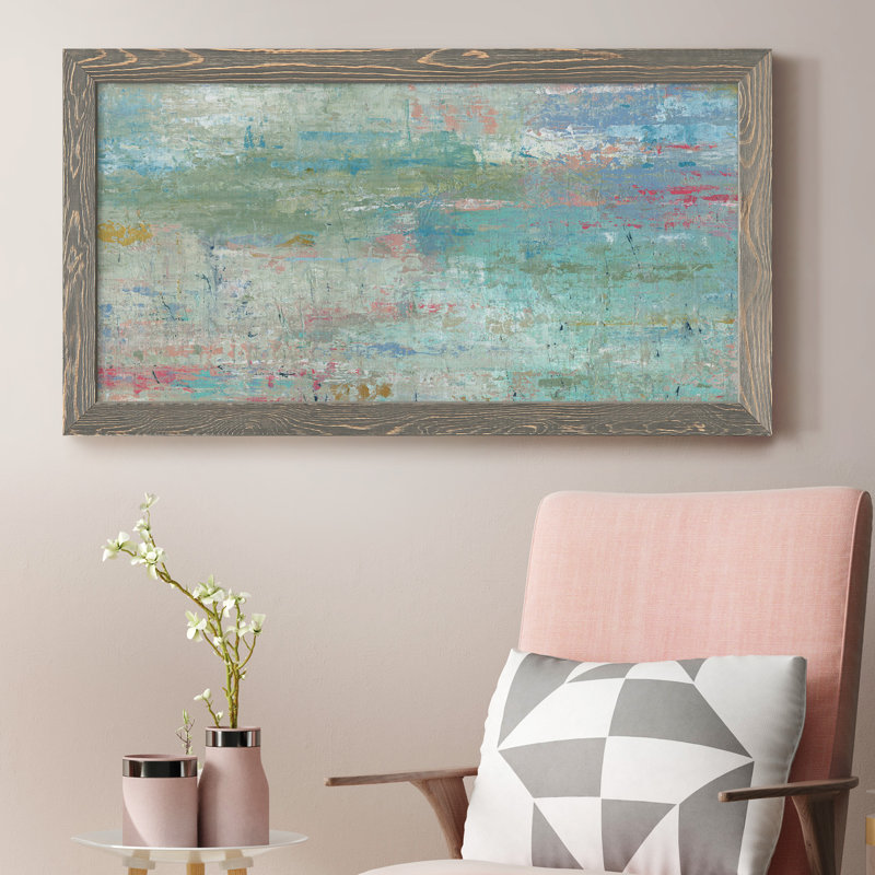 Pastel Watergarden - peinture sur toile encadrée, Gris
