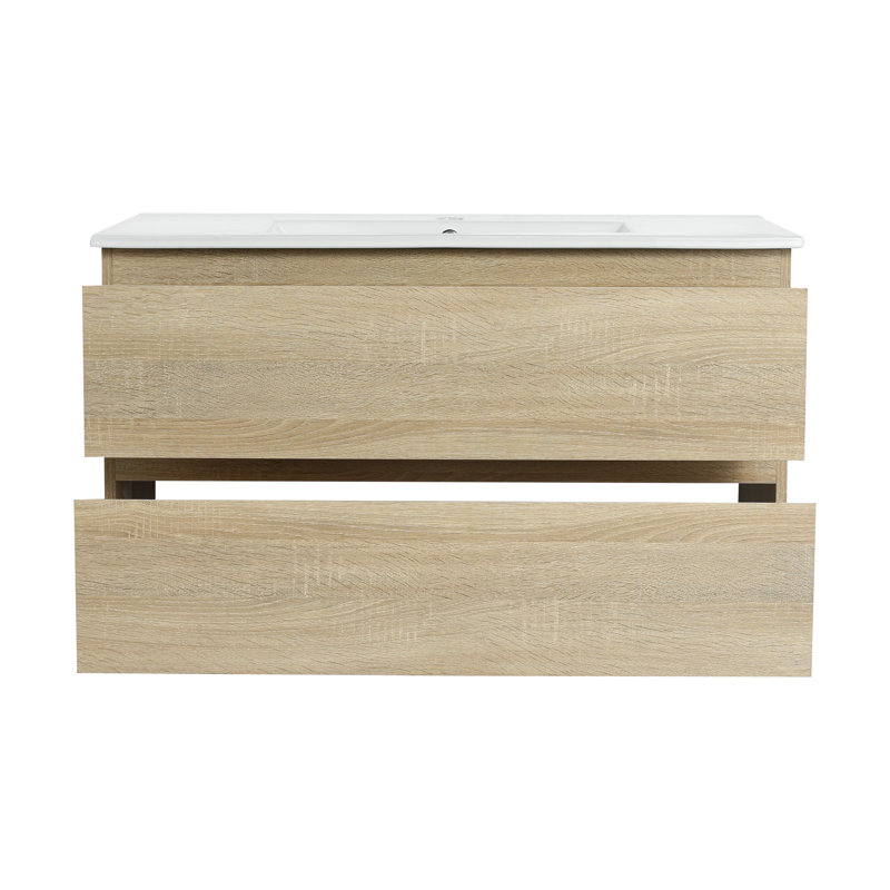 Carlile 36-Inch Wall-Mounted Vanity, Oak