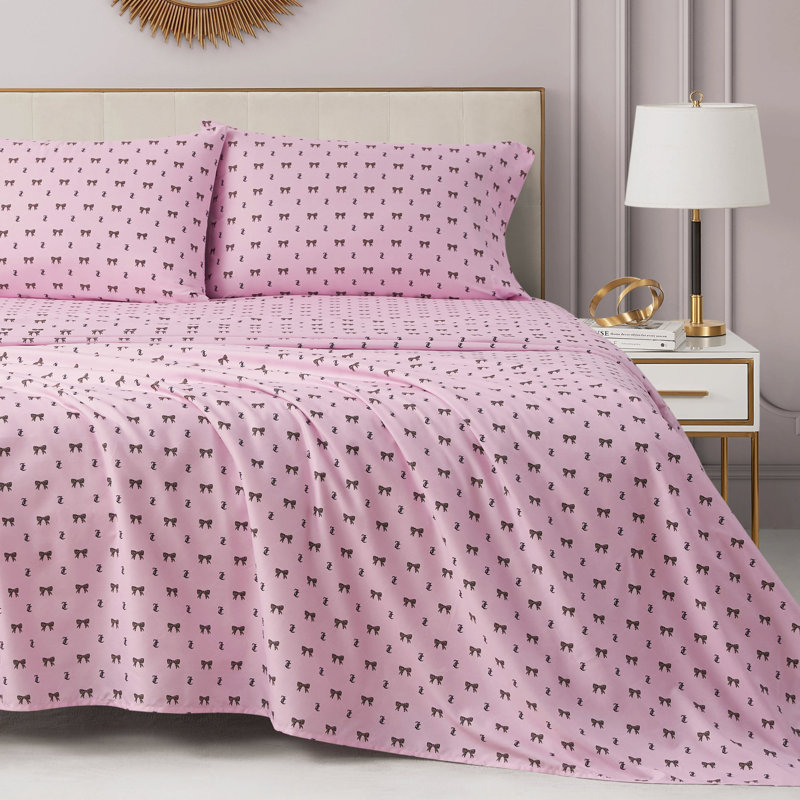 Juicy Couture Printed Microfiber Sheet Set, King, Cheetah Bow Diamond Logo