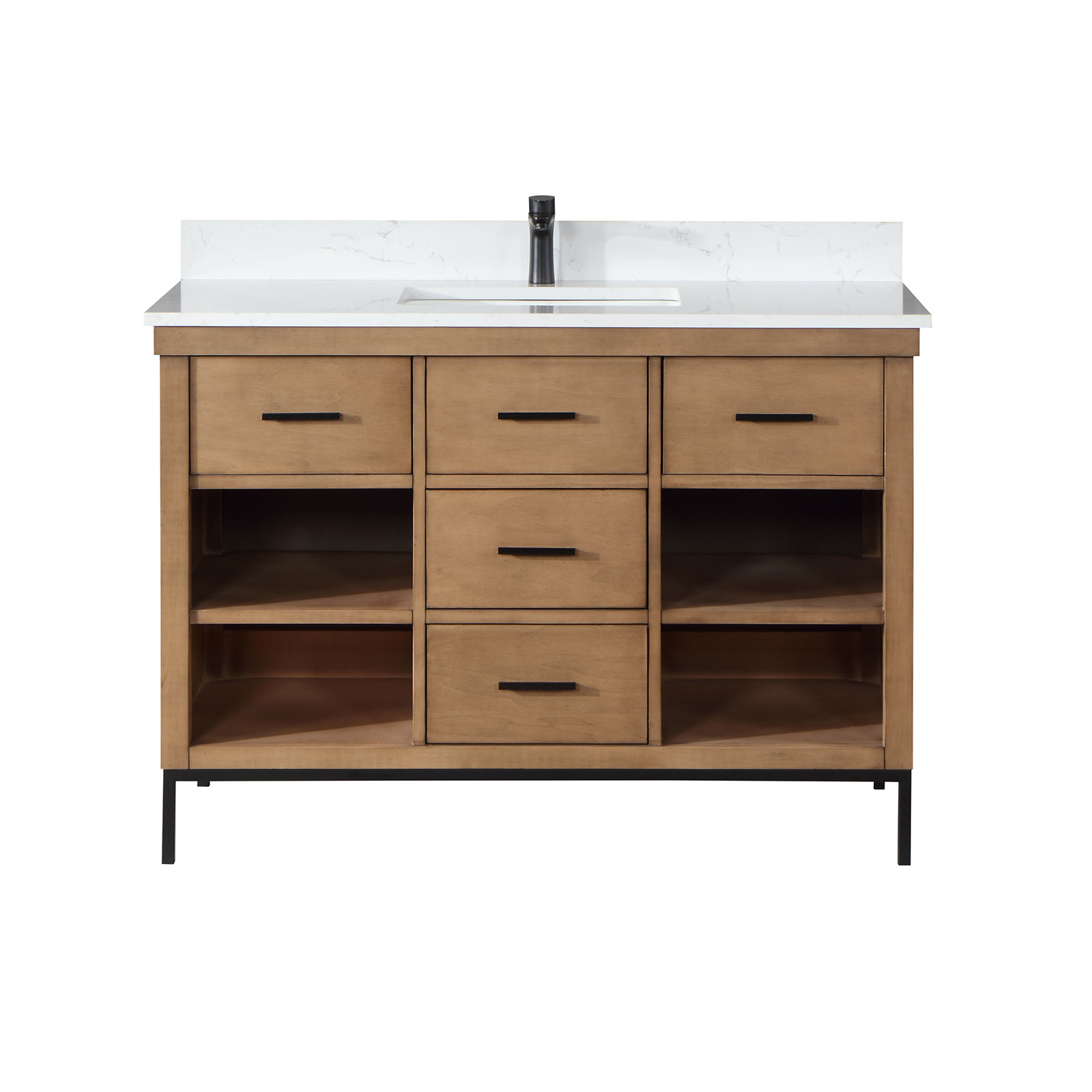 Kesia 48'' Single Bathroom Vanity, Brown, Matte Black
