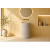 Vast Studio Freestanding Concrete Pedestal Sink – Modern Curved Basin Design for Luxury Bathroom, Durable Handmade Matte Finish