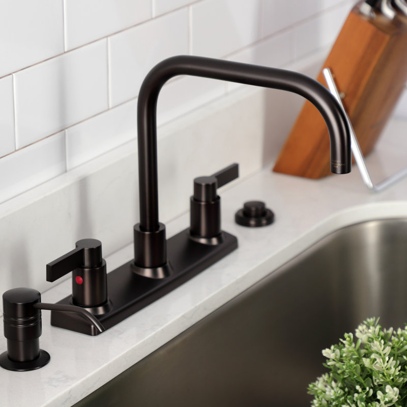 Kingston Brass NuvoFusion Two-Handle 2-Hole 8" Centerset Kitchen Faucet, Oil Rubbed Bronze