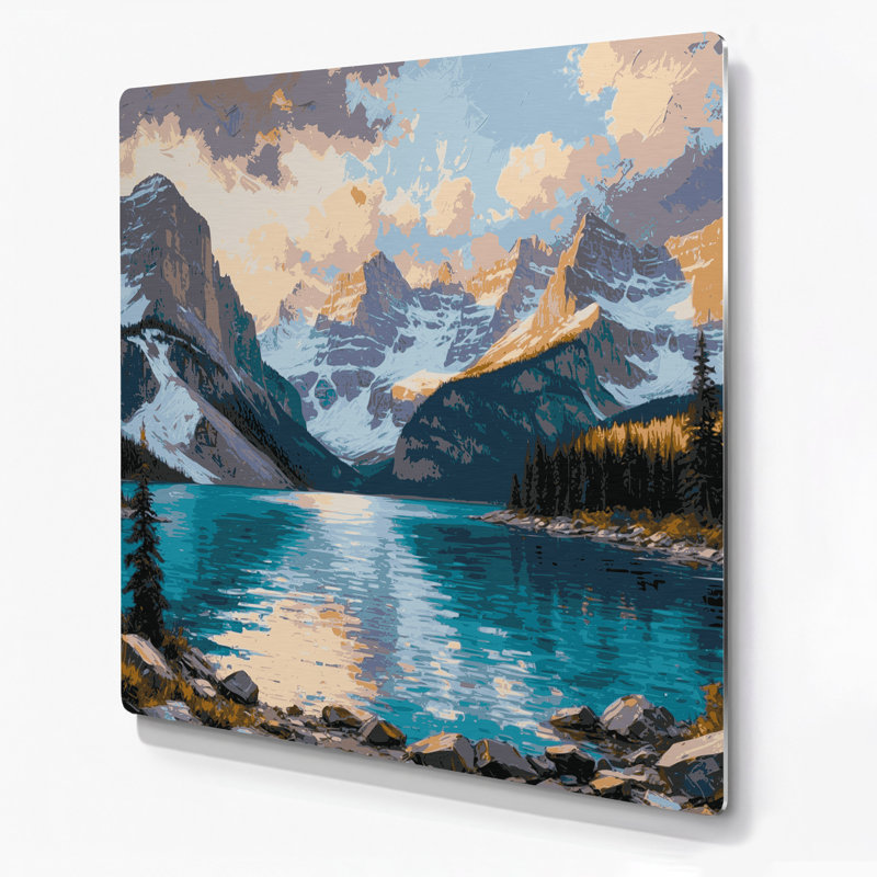 Art mural gris en villes, Banff, Alberta, H 12 po x l 12 po