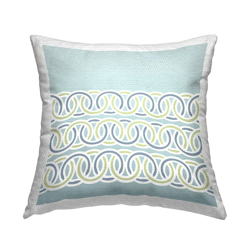 Coussin d'extérieur à motif de boucles bleues par Geoff Tygert