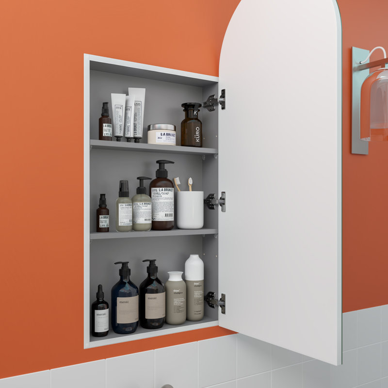 Recessed Frameless Single Door Medicine Cabinet with Adjustable Shelves