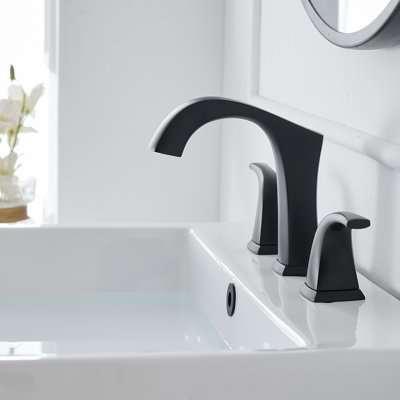 8 In. Widespread Double Handle Black Bathroom Faucet