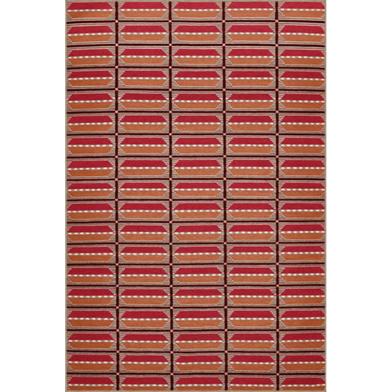 Orange Red Themed Geometric Patterned Modern Decorative Carpet, Runner 2'6" x 9'11"
