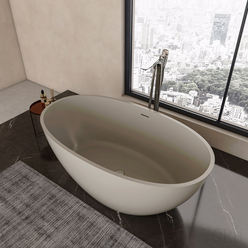 55 Inch Freestanding Solid Surface Soaking Bathtub For Bathroom