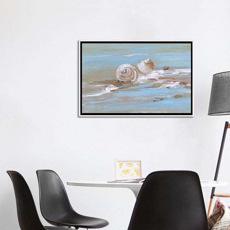 Shore Shell II par Sally Swatland - reproduction d'art, H 26 po x l 40 po x 1,5 po, Toile blanche encadrée, Pas de tapis
