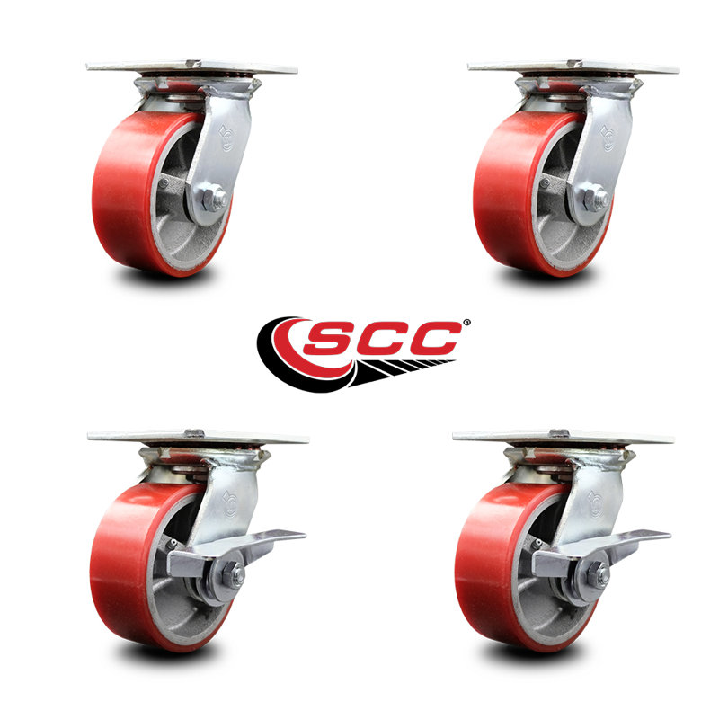 Swivel Casters, Red