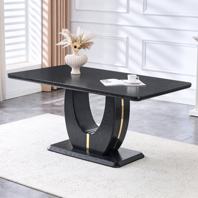 Rectangular Dining Table, Modern Table with U-Shaped Base by TRQ
