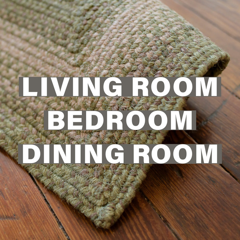 Damal Braided Jute Non-Shedding Sage Green Rug, Oval 6' x 9'