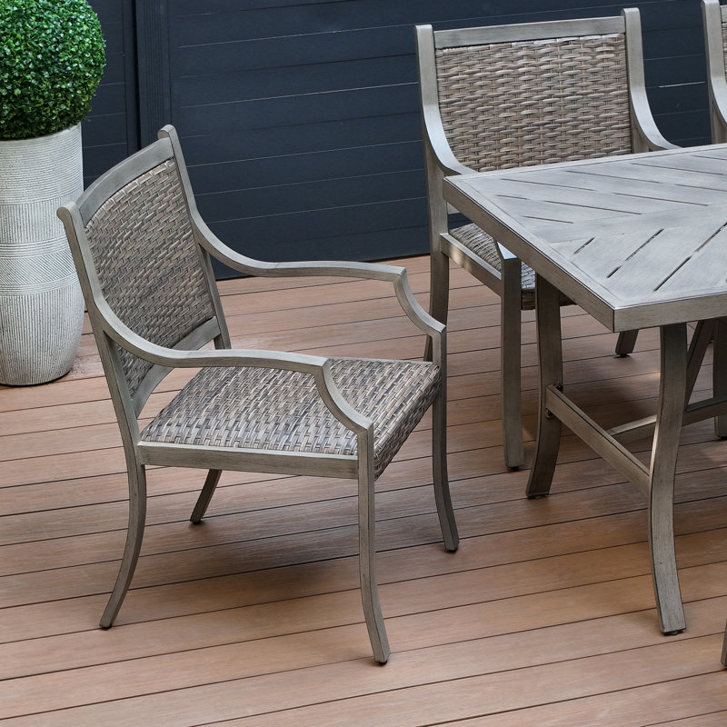 Patio Metal / Pe Wicker Dining Chairs Padded With Quick Dry Foam