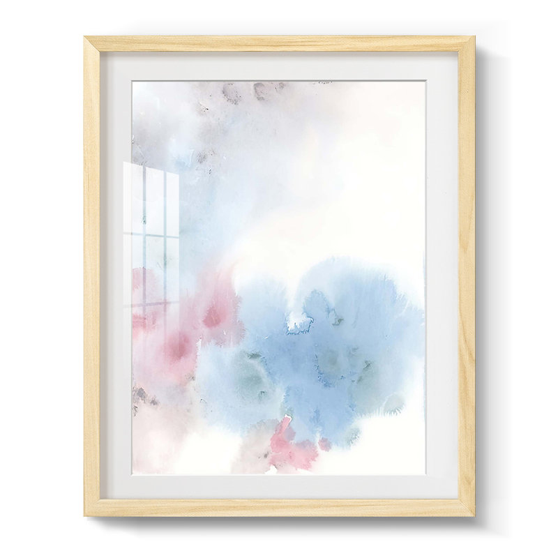 Nuage liquide II, Papier avec cadre naturel, Blanc