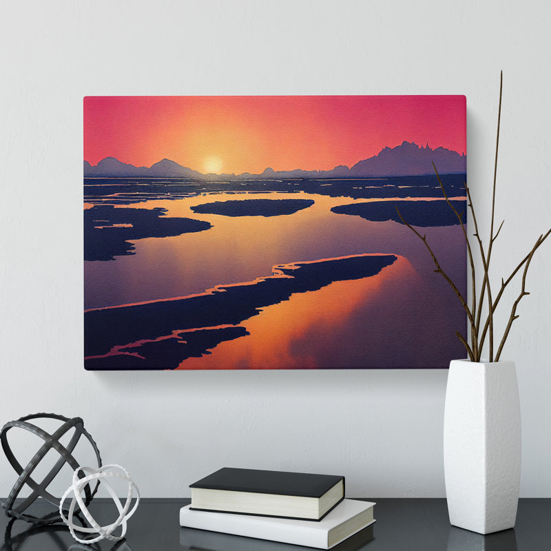 Mind Blowing Ocean Beach Sunset - Wrapped Canvas Print, 35cm H x 50cm W x 3cm D