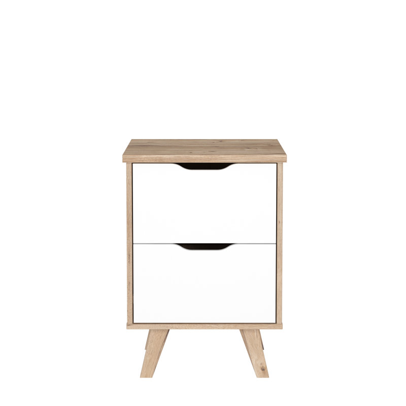 Sanson 45cm W Manufactured Wood Bedside Table, Old Oak/White