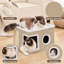 Lit pour chat pour chat intérieur, grande grotte pour chat avec peluche et patin à gratter, maison pour chat pliable avec tente cachée pour chaton, gris (simple, grand)