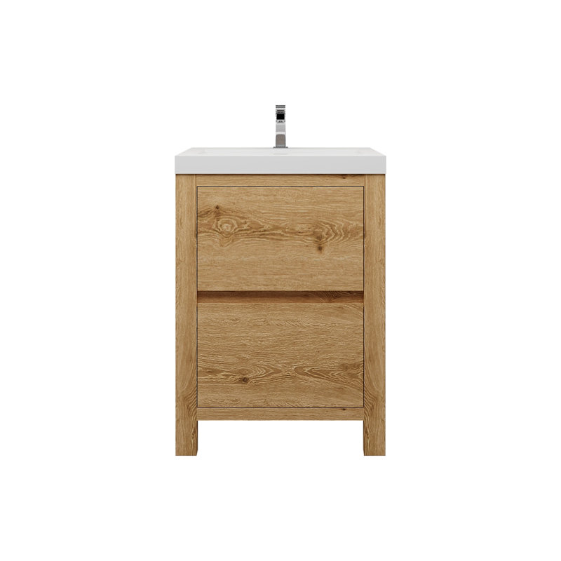 Laverock 23.5'' Single Bathroom Vanity with Acrylic Top, Yellow Wood
