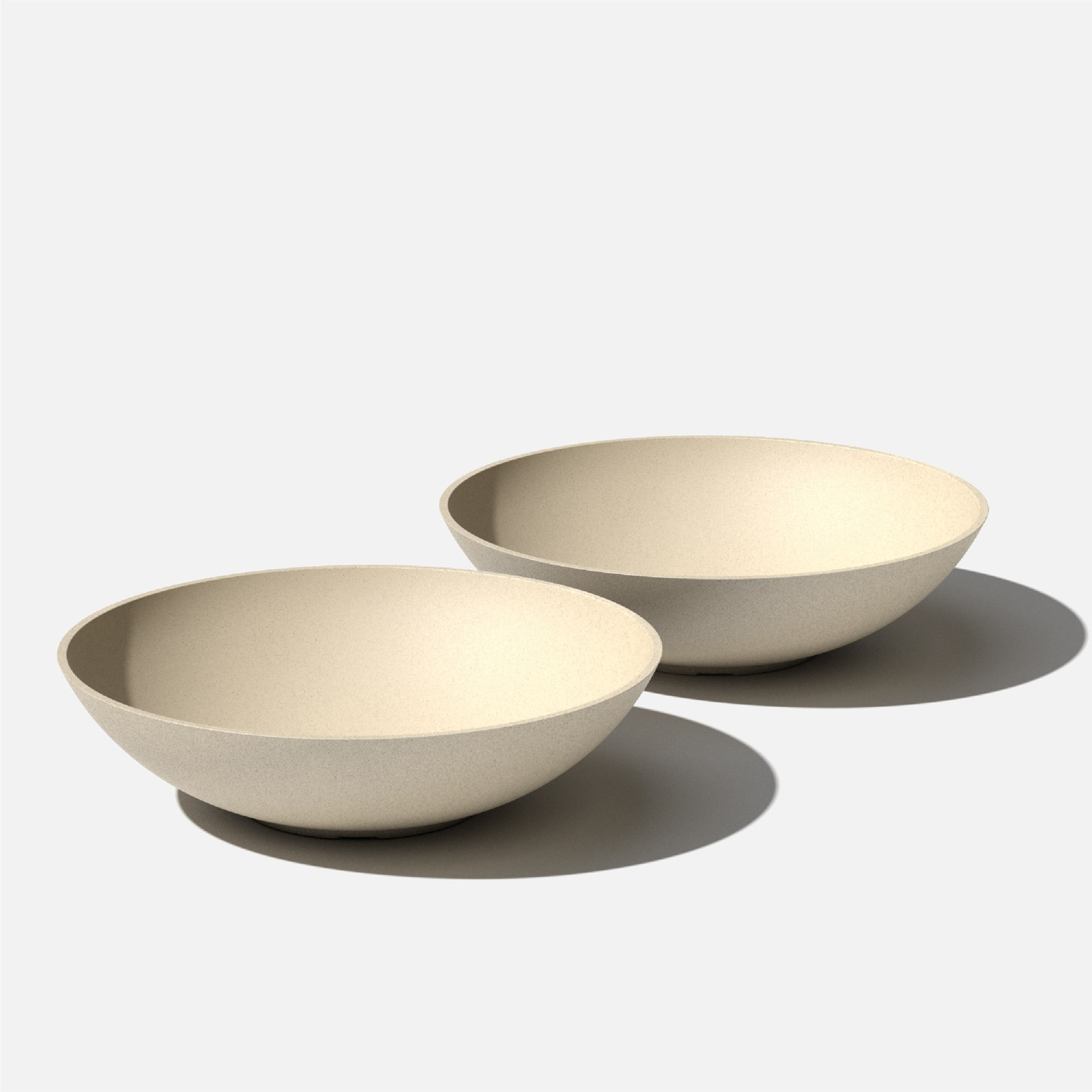 Pure Series Lane Weather Resistant Bowl Planter, 6" H x 24" W x 24" D, Sand, Set of 2