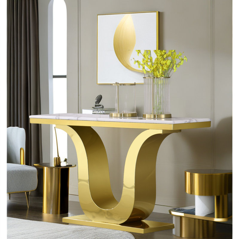 Demethra 50'' Console Table, Gold