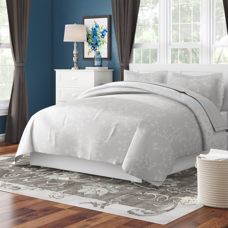 Dunfries Reversible Comforter Set, Twin Comforter + 1 Sham, Lunar Gray
