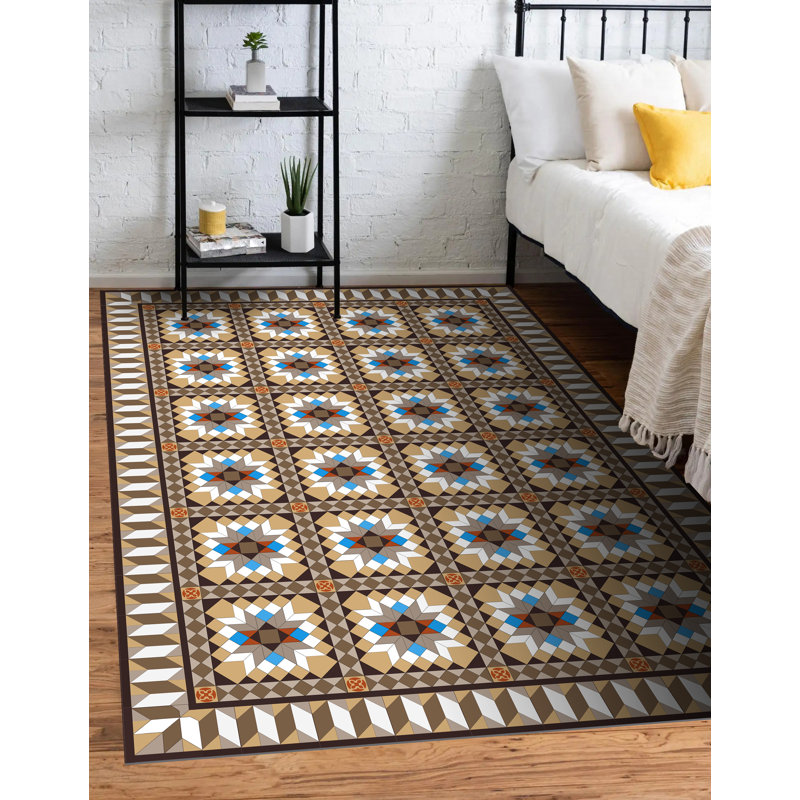 Naturita Vinyl Machine Printed Area Rug, Rectangle 3'3.4" x 4'11.1"