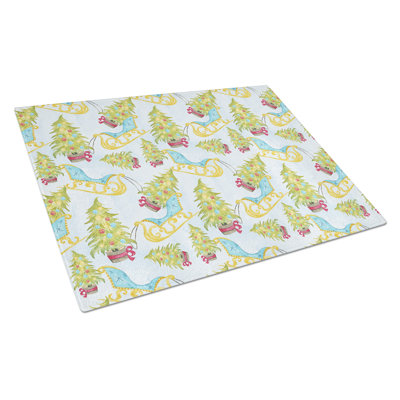 Caroline's Treasures Tempered Glass Christmas Tree and Sleigh Cutting Board