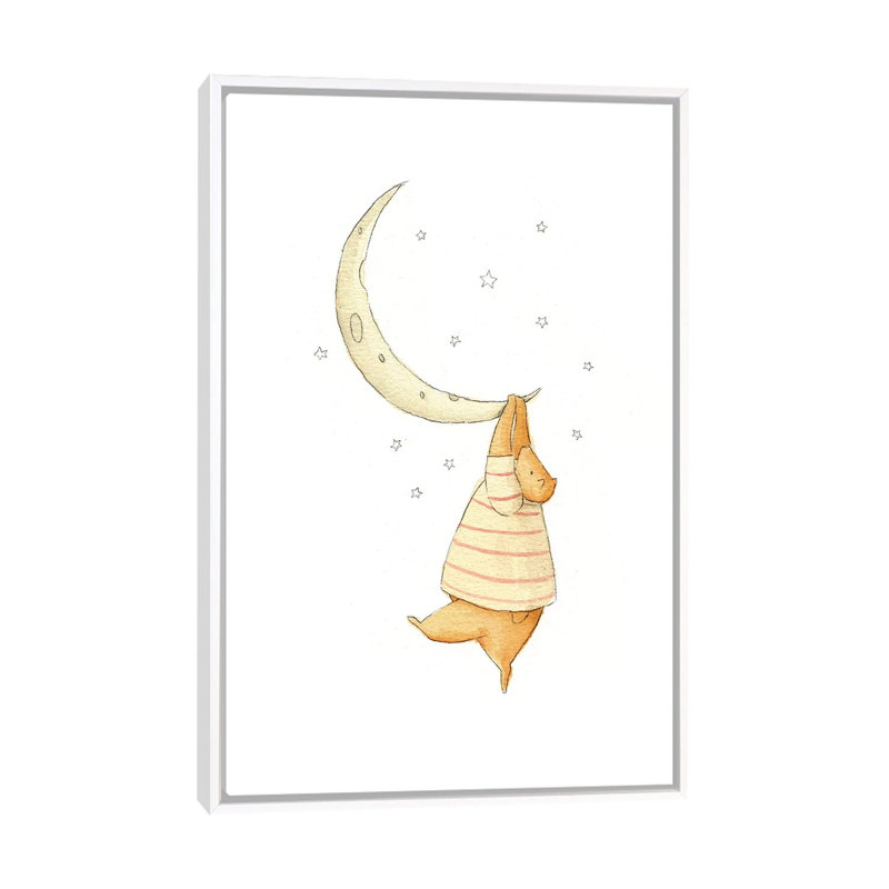 «Stuck On The Moon I» par Mike Koubou - impression d'art graphique, H 60 po x l 40po x P 1,5 po, Toile blanche encadrée