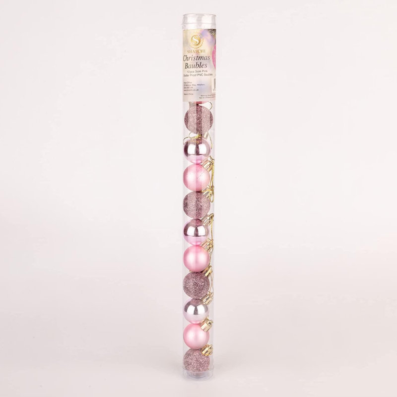 Polyvinyl Chloride (PVC) Ball Ornament, 3cm H x 3cm W x 3cm D, Pink