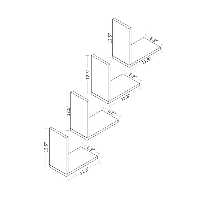 Tablette décorative 4 pièces Alista, Anthracite