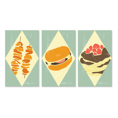 Organic Hipster Fast Food II - 3 Piece Wrapped Canvas Graphic Art Set
